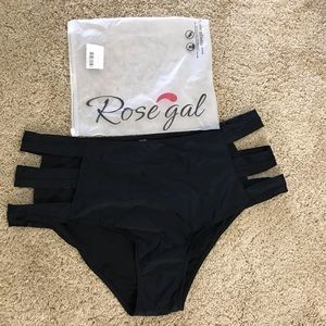 Plus size ladder cut out high waist swim bottoms